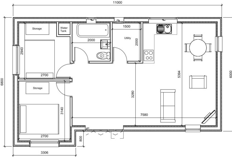 The Ledbury Two Bedroom Annexe Floor Plan