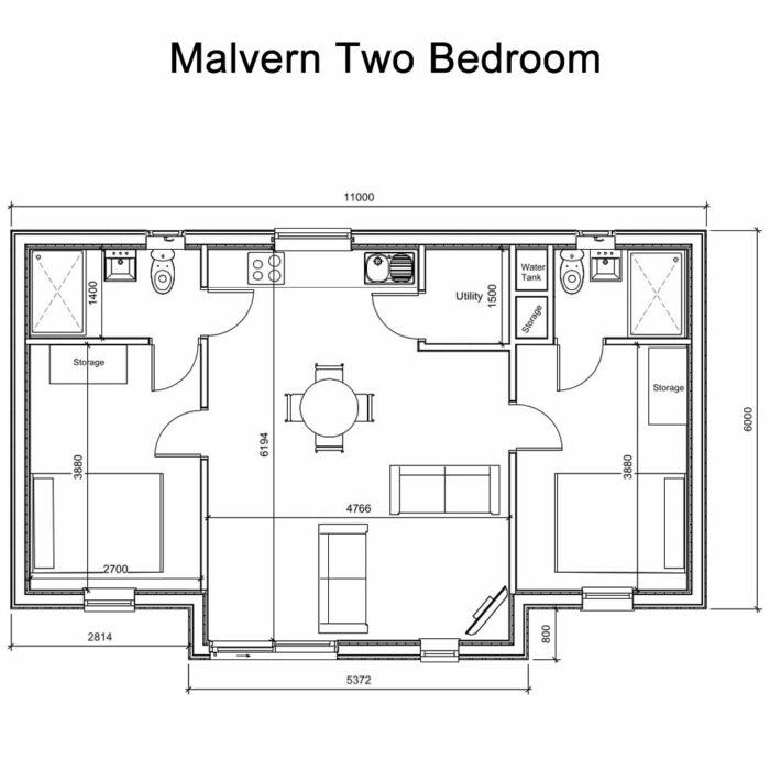Malvern Two Bedroom Floor Plan