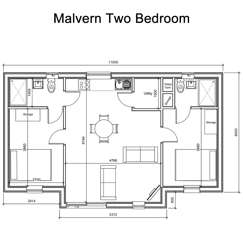 Malvern Two Bedroom Floor Plan