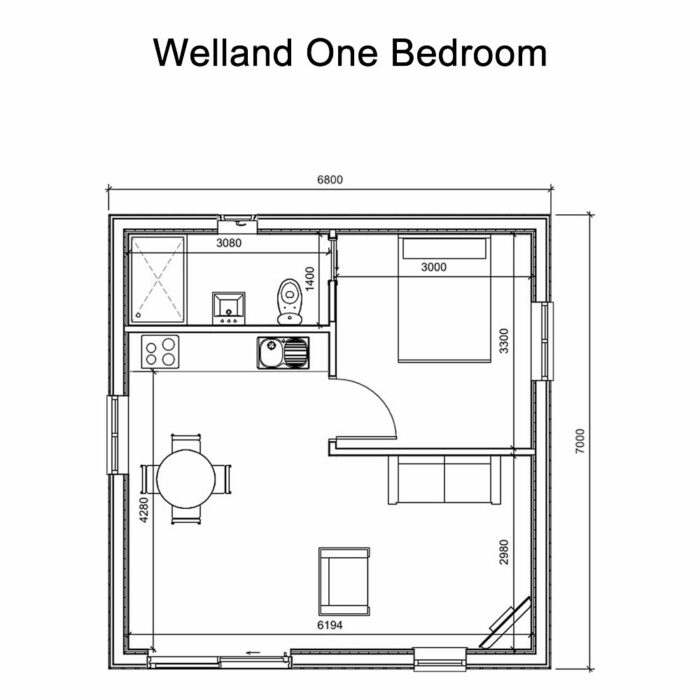 Welland One Bedroom Floor Plan