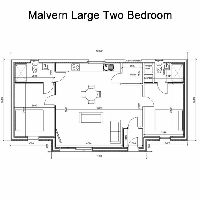 Malvern Large Two Bedroom Floor Plan