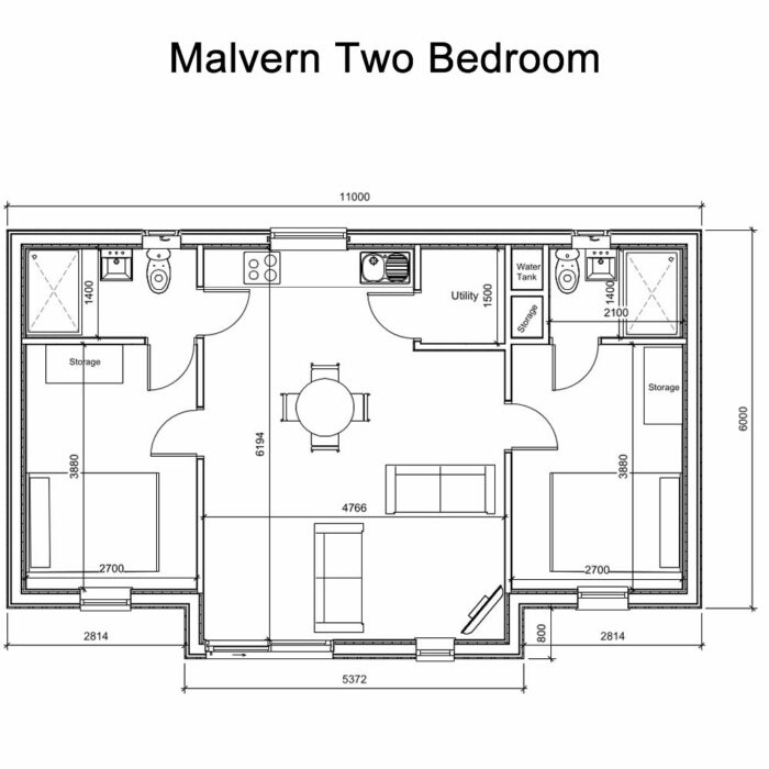 Malvern Large Two Bedroom Floor Plan